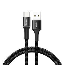 Baseus Halo kabel USB-C TYP-C 3A z diodo Led wzmocniony 1m czarny
