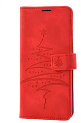 Etui świąteczne portfel do Xiaomi Redmi Note Note 10 Pro choinka czerwony