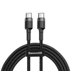Baseus kabel PD 60W QC3.0 USB C x2 wzmocniony 1m czarny