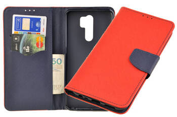 Etui portfel Fancy Case do Xiaomi Redmi 9 czewony