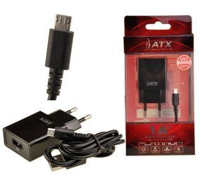 Ładowarka sieciowa ATX USB 2A + kabel TYP C 1m czarna