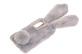 Etui z futerkiem króliczek do Samsung Galaxy S21 5G szary