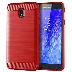 Wytrzymałe etui Back Case Carbon do Samsung Galaxy J7 2017 czerwony