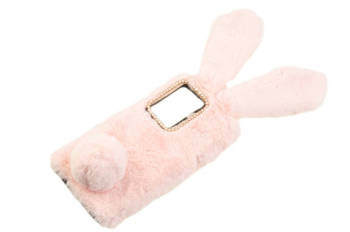 Etui z futerkiem króliczek do Samsung Galaxy S21 Ultra / S21 Ultra 5G różowy