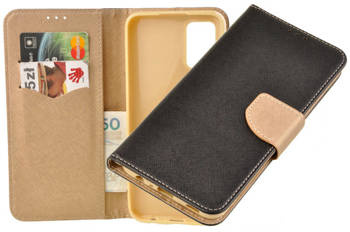 Etui portfel Fancy Case do Samsung Galaxy A03s czarno-brązowy