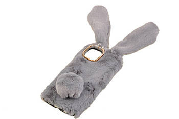 Etui z futerkiem króliczek do Samsung Galaxy A03 szary