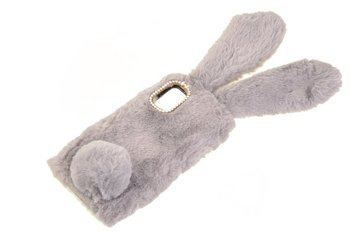 Etui z futerkiem króliczek do Samsung Galaxy A12 / M12 szary