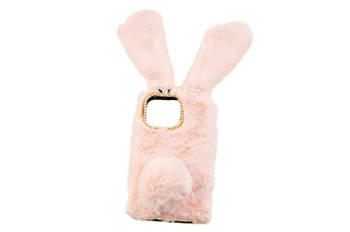 Etui z futerkiem króliczek do Apple iPhone 13 różowy