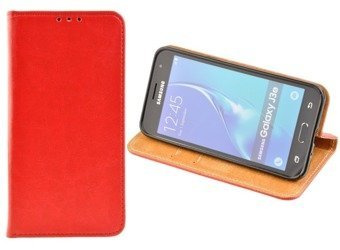Skórzane Etui Book Cover do SAMSUNG GALAXY J3 2016 J320 czerwony