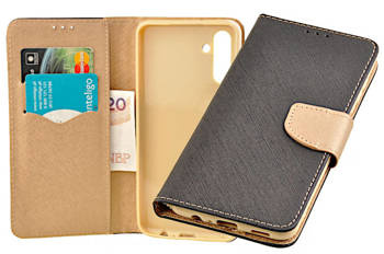 Etui portfel Fancy Case do Samsung Galaxy A13 5G / A04s czarno-brązowy