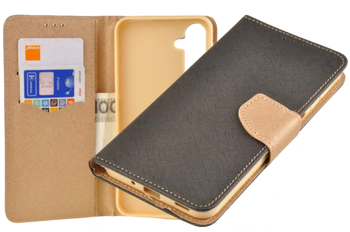 Etui portfel Fancy Case do Samsung Galaxy A16 5G czarno-złoty