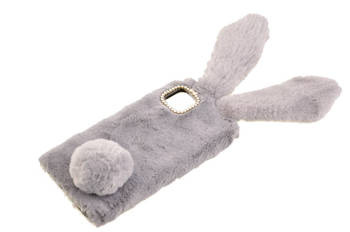 Etui z futerkiem króliczek do Samsung Galaxy A22 5G szary