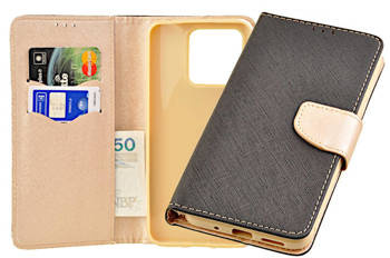 Etui portfel Fancy Case do Xiaomi Redmi 10C czarno-złoty
