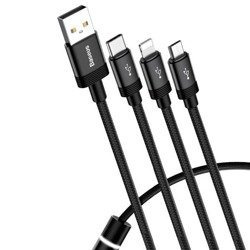 Baseus kabel 3w1 micro USB-C iPhone Lightnign 1,2m czarny
