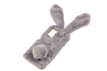 Etui z futerkiem króliczek do Samsung Galaxy A03s szary