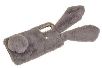 Etui z futerkiem króliczek do Huawei P30 Lite szary