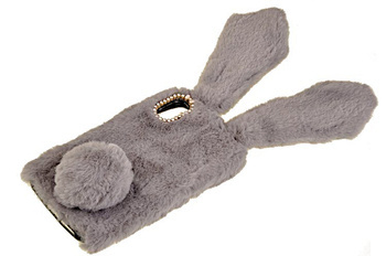 Etui z futerkiem króliczek do Apple iPhone X / Xs szary