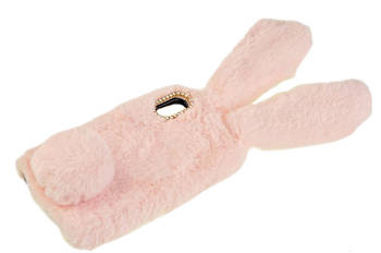 Etui z futerkiem króliczek do Apple iPhone X / Xs różowy